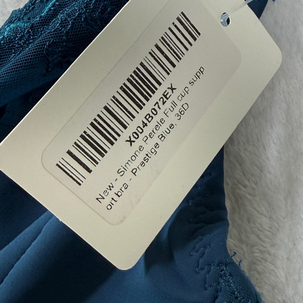 Simone Perele Prestige Blue Full Cup Support Bra 12X320 Embroidered Lace 36D NEW - Picture 3 of 12